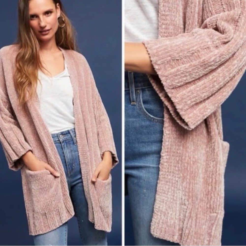 Anthropology Moth Lily chenille open cardigan